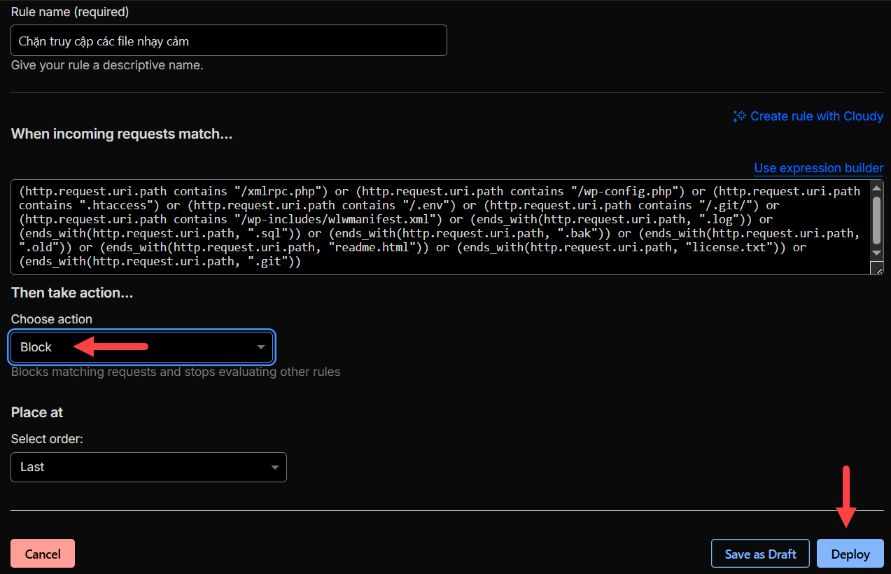 Cấu hình chặn file nhạy cảm