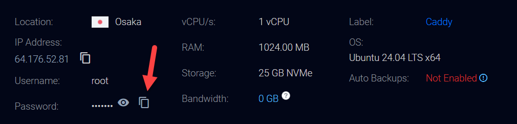 Vị trí hiển thị mật khẩu root